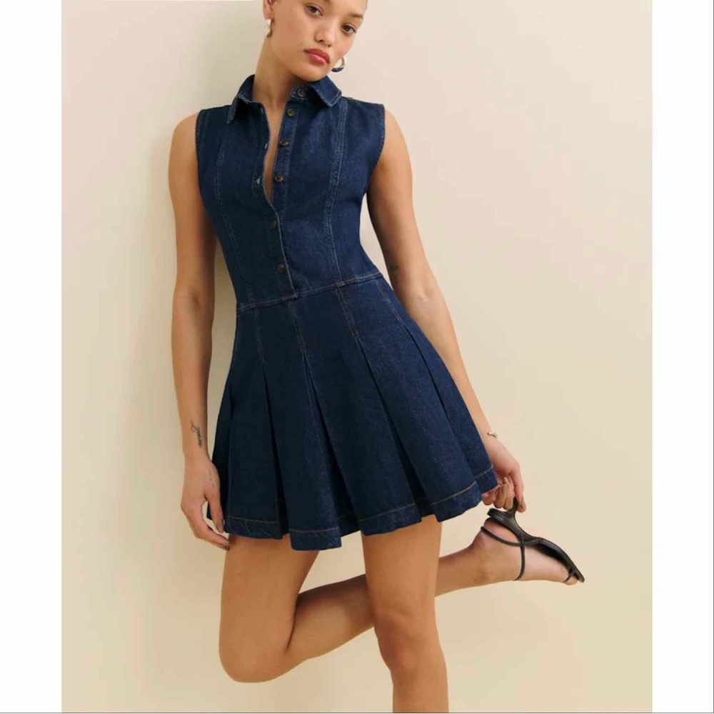 NWT Reformation Arella Denim Mini Dress Size 6